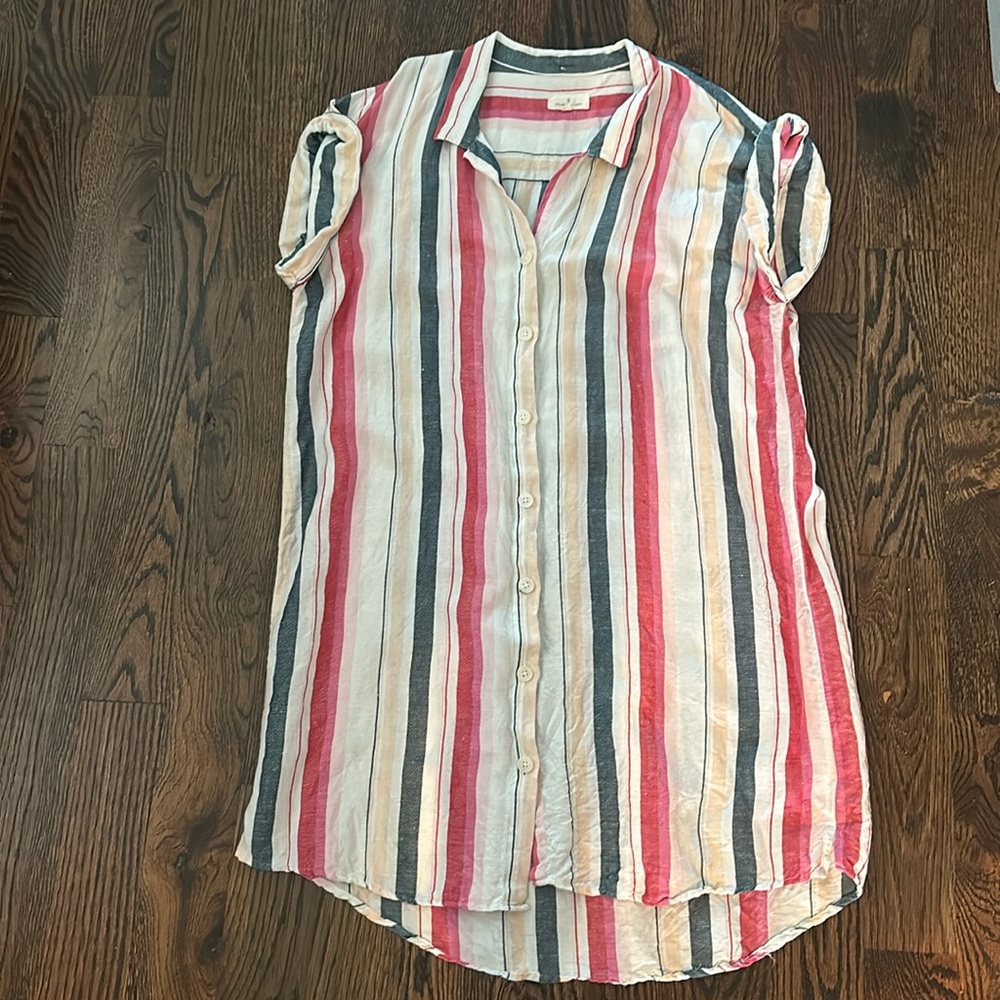 Thread and Supply linen blend Dress striped tunic Casual L - Picture 9 of 9